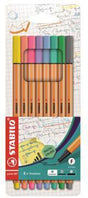 STABILO Fineliner point 88/8-01 pastell sortiert, 8 Stück, 0,4 mm, Made in Germany