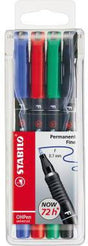 STABILO OHPen universal Folienstift 4er Set, 0,7 mm, farbig sortiert, permanent, bis 72 h Austrocknungsschutz
