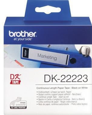 Brother Endlosetikettenrolle DK22223 50mm x 30,48m weiß – Selbstklebende Papieretiketten