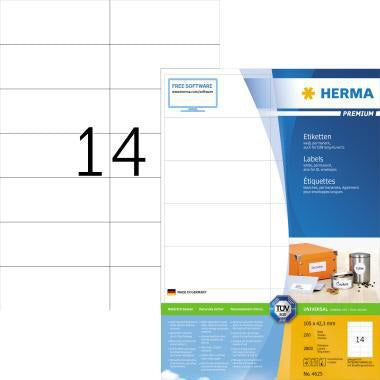 HERMA Universaletikett PREMIUM 105 x 42,3 mm, 2.800 Etiketten, weiß, A4-Bogen, FSC