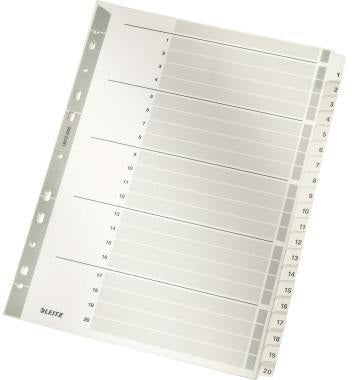 LEITZ Zahlenregister 1-5 DIN A4 volle Höhe 160g Karton grau mit Deckblatt