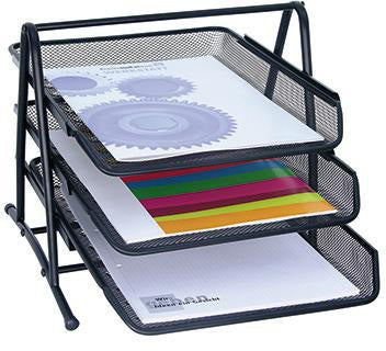 WEDO Briefablage OFFICE 65801 – Metall, DIN C4, 3 Fächer, Schwarz