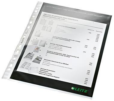 LEITZ Prospekthülle DIN A4 0,08 mm PP glasklar 100 St./Pack – oben offen, Universallochung