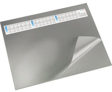 LÄUFER Durella DS Schreibunterlage 53 x 40 cm mit Vollsichtfolie & Jahresplan-Kalender, grau
