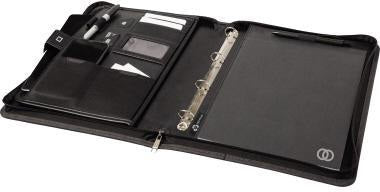 Soennecken Schreibmappe oeco 5128 A4 schwarz – Recyceltes PET, 4-Ring-Mechanik, inkl. Block
