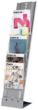 Paperflow Prospektständer PLIO 2857.35, 7 Fächer, DIN A4, Metall pulverbeschichtet, transparent, inkl. Transporttasche