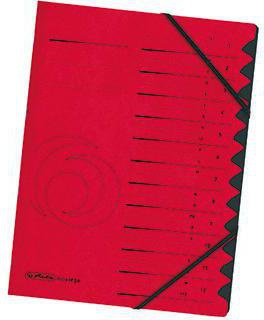 Herlitz Ordnungsmappe 10843316 – DIN A4, 12 Fächer, Karton blau, mit Gummizug