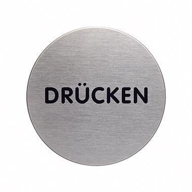 DURABLE Piktogramm PICTO Türschild Drücken 65 mm Edelstahl gebürstet selbstklebend