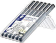 STAEDTLER Pigmentliner 308 Fineliner 6er-Set schwarz – 6 Strichstärken, dokumentenecht, Made in Germany