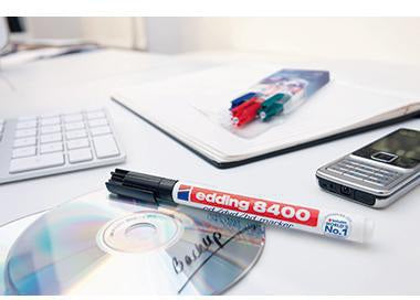 edding CD/DVD-Marker 8400 – Permanenter Disc Marker mit 0,5–1 mm Rundspitze, Blau