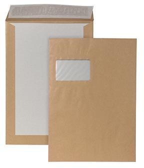 POSTHORN Papprückwandtasche DIN C4 mit Fenster, 120 g/m², Haftklebung, braun