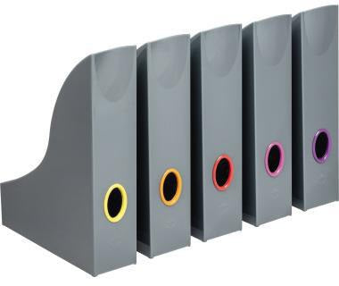 DURABLE Stehsammler VARICOLOR 770657 – 5er-Pack, DIN A4, anthrazit, mit Grifflöchern