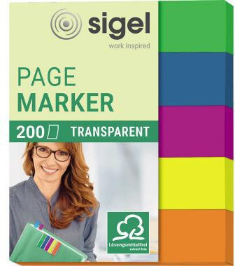 SIGEL Haftmarker HN615 50x60mm farbig sortiert 5 St./Pack. – Reißfeste PET-Haftstreifen