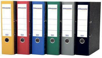 Soennecken Ordner 3321 DIN A4 80mm Pappe gelb – Raumspar-Schlitze & Wolkenmarmor