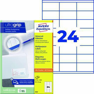 Avery Zweckform Universaletikett ultragrip 70 x 35 mm weiß, 2.400 Etiketten