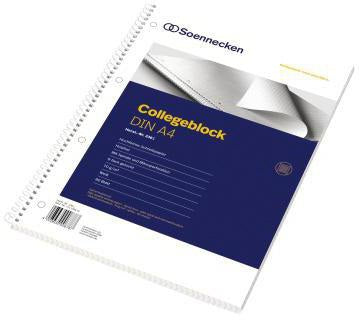 Soennecken Collegeblock DIN A4 liniert, 80 Blatt, 4fach gelocht, Mikroperforation, holzfrei
