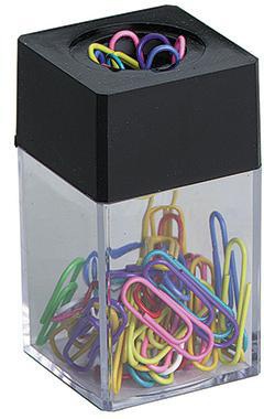 ALCO Magnetdose 2217 Klammernspender 4,2x7x4,2cm klar/schwarz inkl. 30 Büroklammern