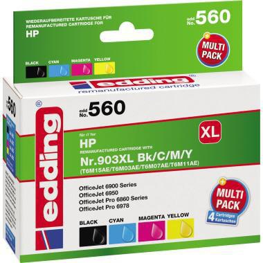 edding Tintenpatrone 18-560 EDD-560 – 4er-Pack kompatibel mit HP 903XL, schwarz & farbig