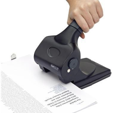 RAPESCO Registraturlocher ALU 65 – 65 Blatt, Anschlagschiene, Metall/Kunststoff, schwarz