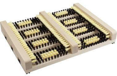 BÜMAG Schuhabstreifer 36 x 27 cm – Holz Schuhreiniger schwarz/gelb