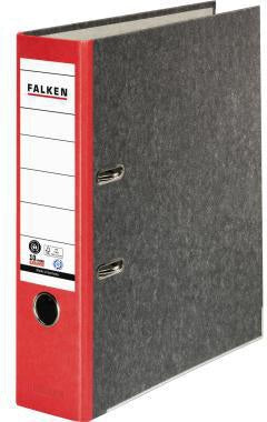 Falken Ordner S80 DIN A4 80 mm grau – Wolkenmarmor, Hebelmechanik, Blauer Engel