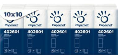 PAPERNET Papiertaschentücher 4-lagig weiß – 10x10 Stück, reißfest & hautfreundlich