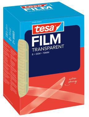 tesa tesafilm 57406-00002 Klebefilm 19mm x 66m transparent, 8 Stück Office-Box