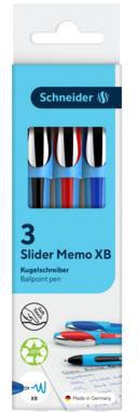 Schneider Slider Memo XB Kugelschreiber 3er-Pack – dokumentenecht, Viscoglide, Made in Germany