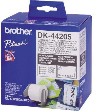 Brother Endlosetikettenrolle DK-44205 Papier wiederablösbar weiß 6,2 cm x 30,48 m