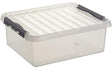 SUNWARE the q-line Aufbewahrungsbox 25 l – Transparent, Stapelbar, mit Clip-Deckel