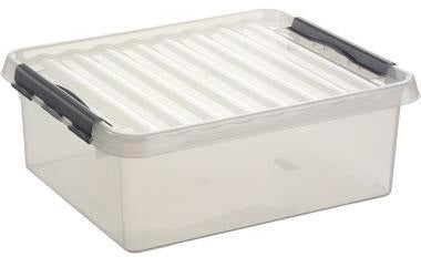SUNWARE the q-line Aufbewahrungsbox 25 l – Transparent, Stapelbar, mit Clip-Deckel
