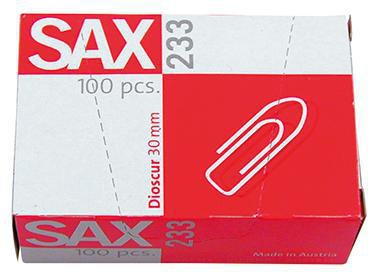 SAX Büroklammern spitze Form 26 mm verzinkt 100 Stück pro Packung
