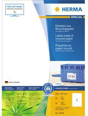 HERMA Universaletikett Recycling 210 x 297 mm, 80 Etiketten, naturweiß, Blauer Engel