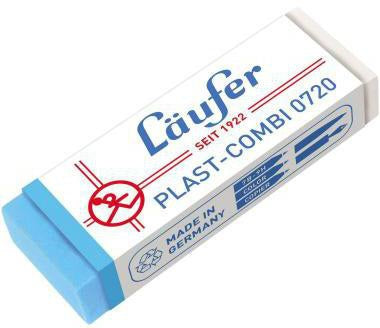 LÄUFER Radierer Plast-Combi 07200 – Kombiradierer für Blei, Farbe, Tinte & Tusche, 65 x 21 x 12 mm
