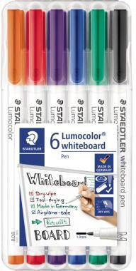 STAEDTLER Whiteboardmarker Lumocolor 301 WP6 – 6er Set, 1 mm, trocken abwischbar