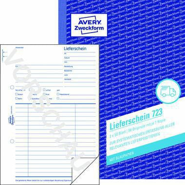 Avery Zweckform Lieferschein 723 DIN A5, 2x50 Blatt, nicht selbstdurchschreibend, mit Abheftlochung