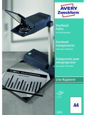 Avery Zweckform OHP Kopierfolie 3555, klar, DIN A4, 100 Folien, für S/W-Kopierer