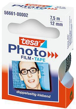 tesa Klebefilm 56661-00002 12mm x 7,5m beidseitig klebend PVC – Doppelseitiges Klebeband für Fotos & Dekoration