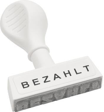 WEDO Textstempel GEBUCHT 19312 – 45 mm Kunststoff, weiß, Made in Germany