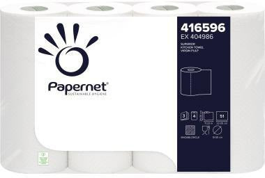 Papernet Küchenrolle Superior 3-lagig, 51 Blatt, weiß, 4 Rollen – extra saugstark