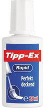 Tipp-Ex Rapid Korrekturflüssigkeit 25 ml – Schnelltrocknend, mit Schwamm-Applikator, Weiß