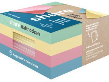 share Haftnotizblock Y-08-08-02 400 Blatt farbig – Recyclingpapier, Blauer Engel