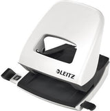 LEITZ Locher NeXXt WOW 5008 Metall perlweiß – 30 Blatt, patentiertes Kraftsparsystem