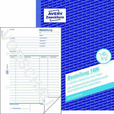 Avery Zweckform Bestellformular 1406 DIN A5, 2x50 Blatt, mit Blaupapier, Mikroperforation
