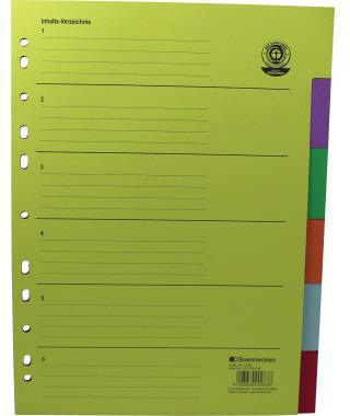 Soennecken Ordnerregister DIN A4 blanko Recyclingkarton mehrfarbig 10 Blätter volle Höhe