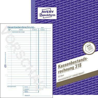 Avery Zweckform Kassenbericht 318 DIN A5, 50 Blatt, Kassenbestandsrechnung