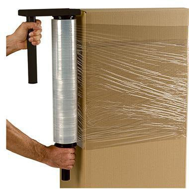 Handabroller für Stretchfolie von Soennecken – Metall, gelb/schwarz, für Folien bis 500 mm