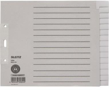 Leitz Ordnerregister DIN A4 15-teilig blanko grau recycelt Tauenpapier Überbreite