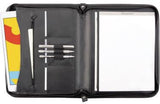 Alassio Schreibmappe MILANO 36x29x5 cm Lederimitat schwarz mit Reißverschluss und 3 Stifteschlaufen