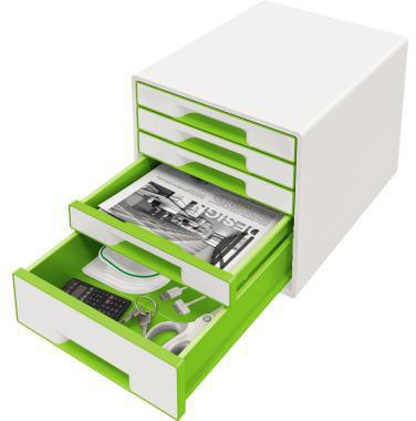 LEITZ Schubladenbox WOW CUBE 52142001 mit 5 Schubfächern, weiß/grau, stapelbar